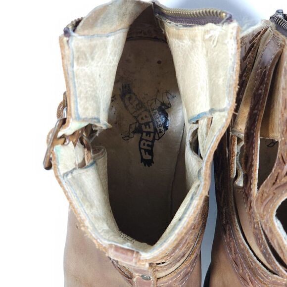 FREEBIRD BY STEVEN Women's Roper US 9M Brown Leather Distressed Strappy Booties - Picture 14 of 14